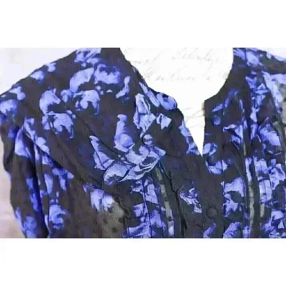 Torrid Size 1 Sheer Button Front W/Ruffle Along B… - image 5